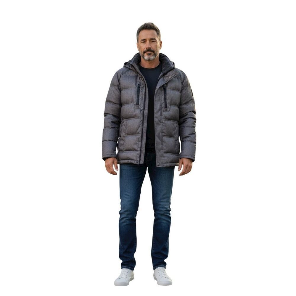 Hawke & Co Men's XL Down Puffer Winter Jacket Black Hooded Warm Durable Snow